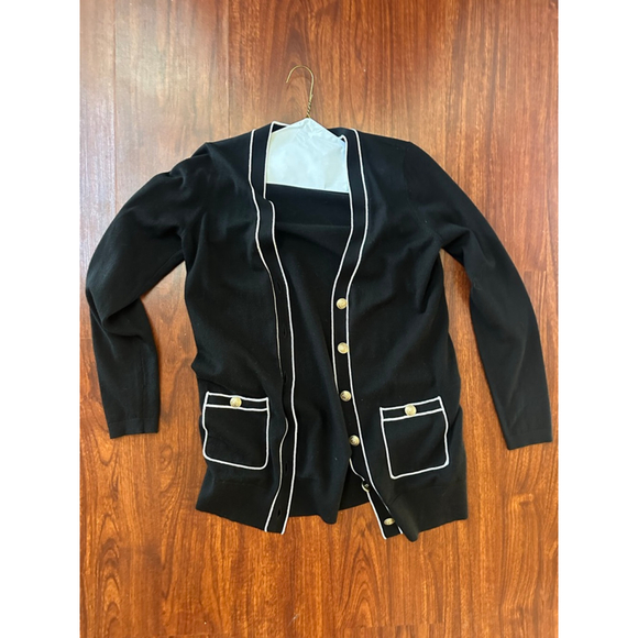 L'AGENCE Sweaters - L’Agence Black Cardigan with Gold Buttons